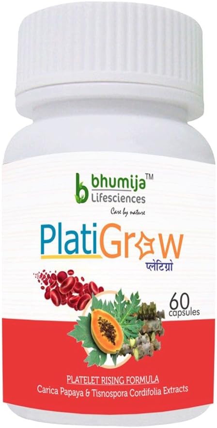 Bhumija Lifesciences PlatiGrow 60 Capsules (Carica Papaya, Tinospora Cordifolia)