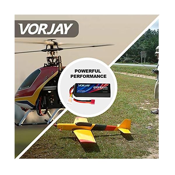 VORJAY 4S 14,8V Lipo RC Akku 50C 2200mAh Lipo Batterien mit Deans T und XT60 Stecker Batterie für RC LKW, RC Flugzeug… – Bild 8