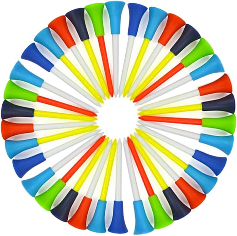Suriel(TM 50/100 Pack Multi Color Plastic Golf Tees 83mm Rubber Cushion Top Golf Tee