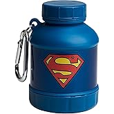Smartshake Justice League Whey2Go Superman Protein Powder Storage Container 50g – BPA Free Shaker Bottle Funnel for Whey Protein Powder + Protein Shakes 110ml, DC Comics Superman Gifts for Men
