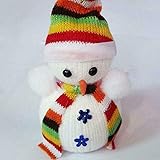 Woven Fabric Hanging Ornament Snowman Doll (15cm, White)