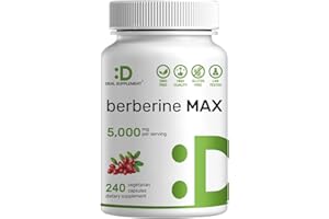 DEAL SUPPLEMENT Berberine Max Supplement with Turmeric, 5,000mg Per Serving, 240 Veggie Capsules – 97% Pure Berberine HCl – 20:1 Turmeric Root Extract – Vegetarian Friendly, Non-GMO
