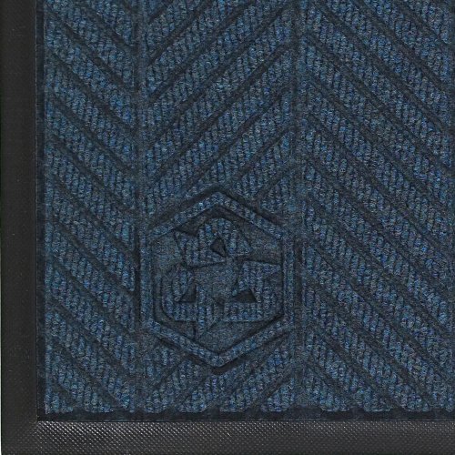 M+A Matting 2240 Waterhog Classic ECO Elite PET Polyester Entrance Indoor Floor Mat, SBR Rubber Backing, 5' Length x 3' Width, 3/8" Thick, Indigo