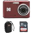 Kodak PIXPRO FZ45 Friendly Zoom 16MP Full HD Digital Camera, Red, Bundle with 32GB Memory Card and Camera Bag