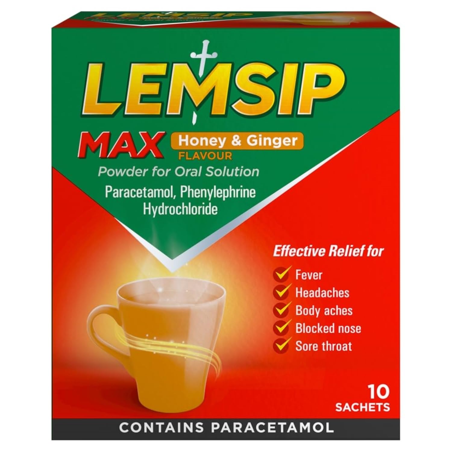 Lemsip Max Honey & Ginger Sachets, Pack of 10