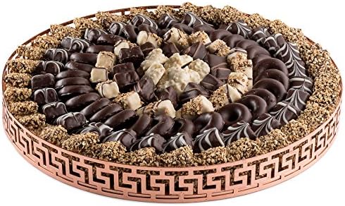 The Chocolate Bar - Beautiful Rose Gold Greek Key Styled Mirror Tray Chocolate Truffle Gift Platter (Large)
