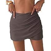 ZAFUL Women's Swim Skirts High Waisted Bikini Bottom Tummy Control Ruched Tankini Swimsuit Skort