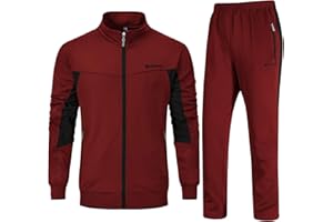 BGOWATU Men's Tracksuit Athletic 2-piece set Casual Full Zip Running Suits Set Long Sleeve Sports Sweatsuits
