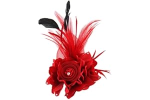 ACTLATI Fascinator Hat for Women Flower Mesh Feathers Hair Clip Tea Party Wedding Cocktail 20s Flapper Headpiece
