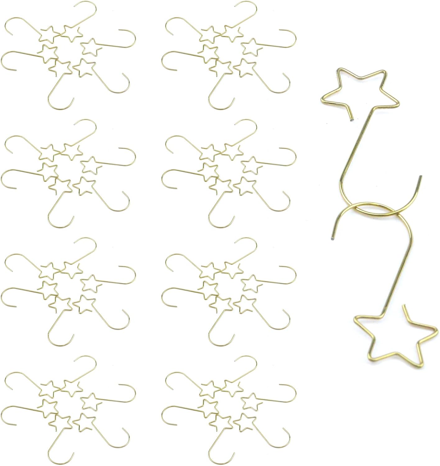 Ornament Hooks - Tighall 100PCS Ornament Hooks Star-Shape Hanger Hooks Metal Hanger Hooks Decorative Hooks for Christmas 50mm Length,Golden