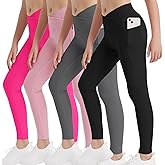 EXARUS 4 Pack Girls Leggings Teen Yoga Pants Crossover V Waist Ankle/Full Length High Waisted for Sports Tween Casual