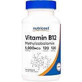 Nutricost Vitamin B12 (Methylcobalamin) 5000mcg, 120 Capsules, Gluten-Free | Vegetarian Caps, GMO-Free B12 Supplement