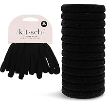 Kitsch Nylon Hair Ties No Damage - Stretchable Elastics for Strong All-Day Hold, Ponytail Holders | Hair Accessories for Wome