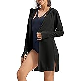 Rdruko Women's Swimsuit Cover Ups, UPF50+ Long Sleeve Beach Vacation Bathing Suit SPF Zip Hooded Shirts Lightweight Quick Dry