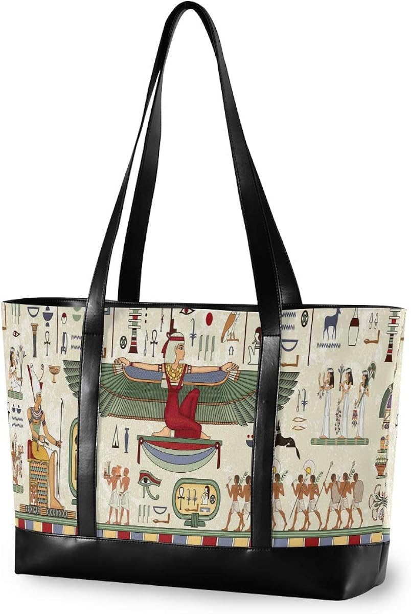 CPYang Laptop Tote Bag 15.6 Inch Ancient Egypt Egyptian Canvas Shoulder Bag Large Handbag Women