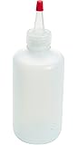 Vestil BTL-RC-8 Low Density Polyethylene (LDPE) Round Squeeze Dispensing Bottle with Removable Red Cap, 8 oz Capacity, Clear