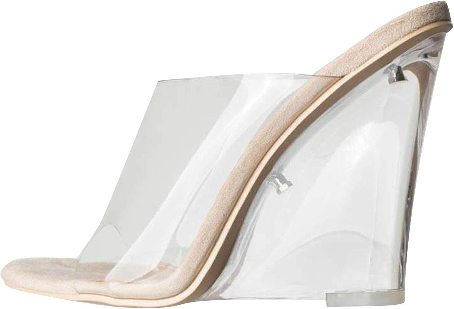 clear wedge mules