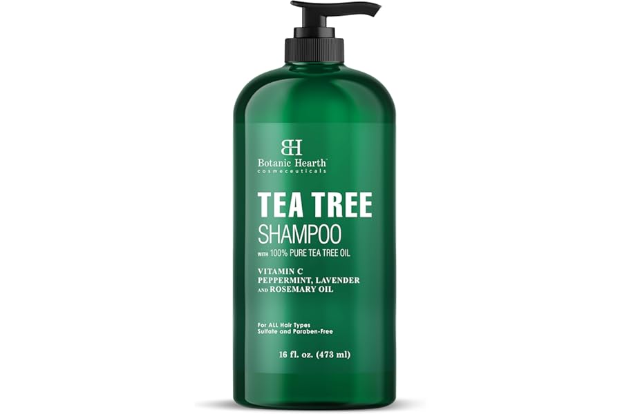Botanic Hearth Tea Tree Shampoo, Vitamin C, Peppermint, Lavender And Rosemary Oil, Fights Dandruff And Dry Scalp, 16 Fl Oz