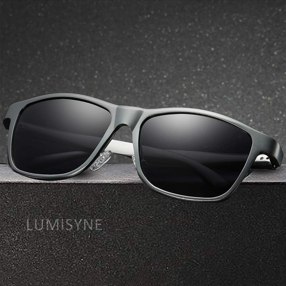 LumiSyne Fashion Driving Polarized Sunglasses Men Sports Style Eyewear Ultra Light AL-MG Alloy Square Frame UV 400 Protection With Sunglasses Case For Driving Outdoor Travel Gift - Image 3