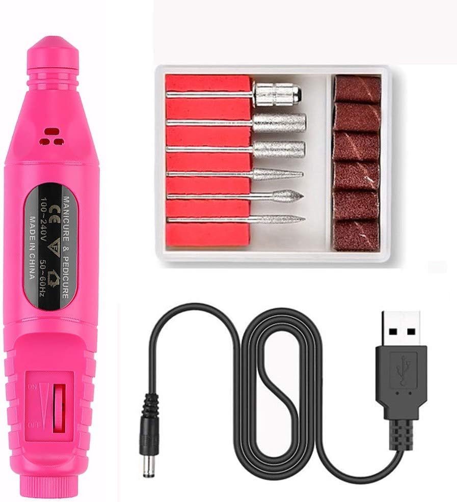Wouke Electric Nail Drills Set Professional Electric Grinding Machine Nail Art Pen with 6 Specialty Attachments Bits Manicure Toenail Pedicure Drill File Tool for Acrylic, Gel Nails & Home Salon