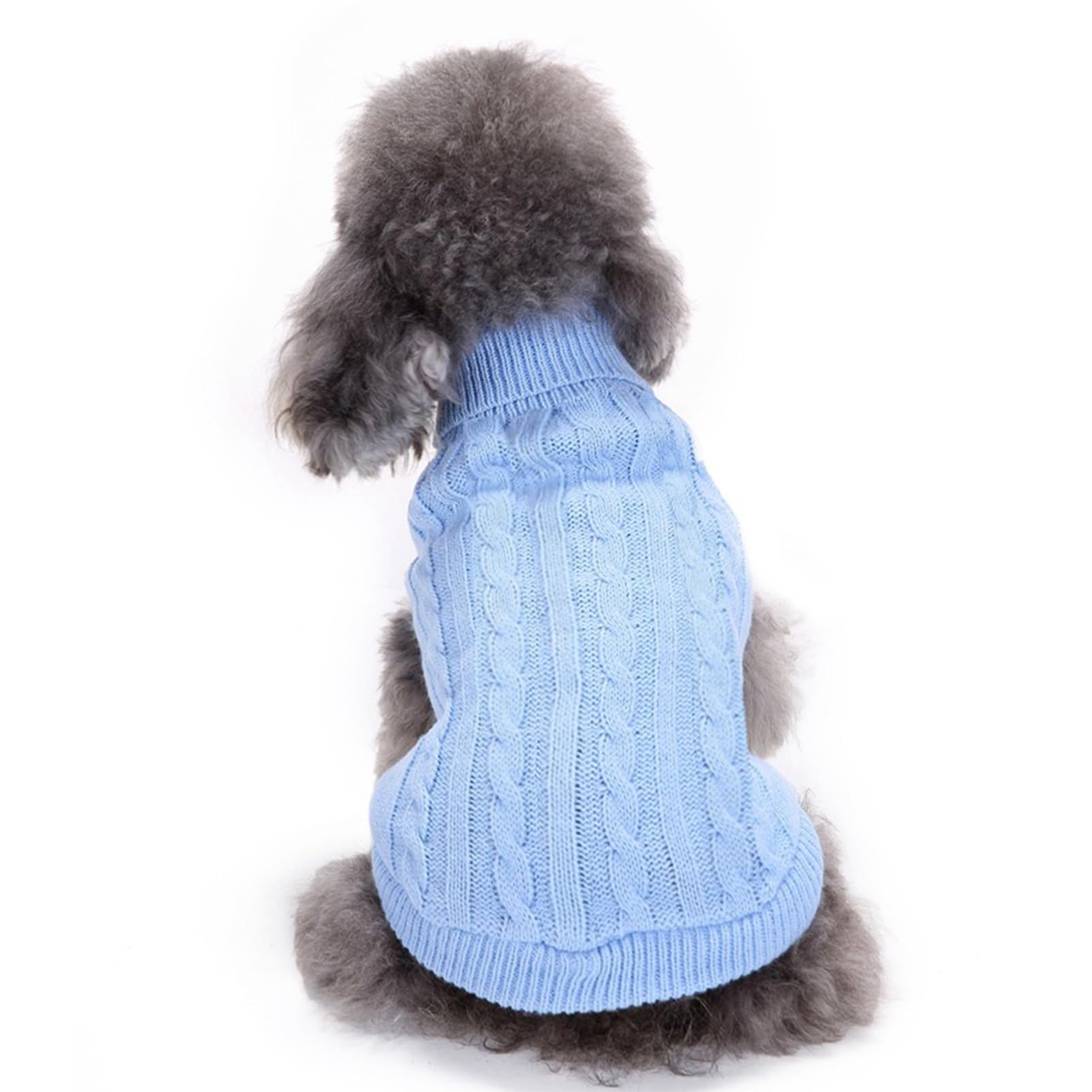 Small Dog Sweaters Knitted Pet Cat Warm Dog Sweatshirt Winter Clothes Kitten Puppy Sweater (Small,Light Blue)