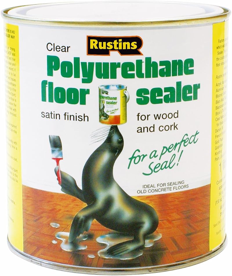 Rustins Polyurethane Floor Sealer Satin 1 Litre Durable Wood Protection Quick
