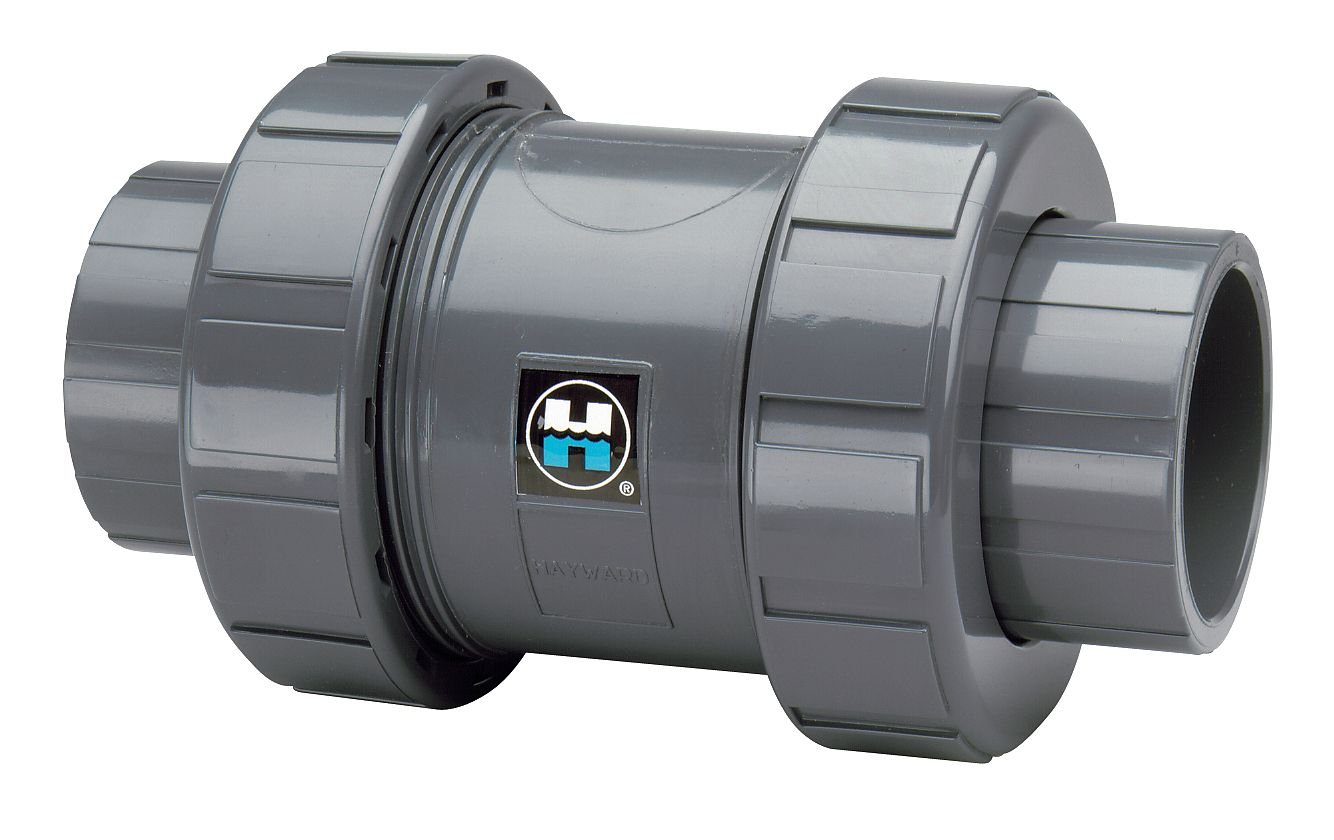 Hayward TC10100ST Series TC True Union Ball Check Valve, Socket/Threaded End, PVC with FPM Seals, 1" Size