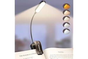 Glocusent 20 LED Reading Lights for Books in Bed, Eye Caring Reading Light, 5 Colors & 5 Brightness 3–100LM Dimmable, 1200mAh