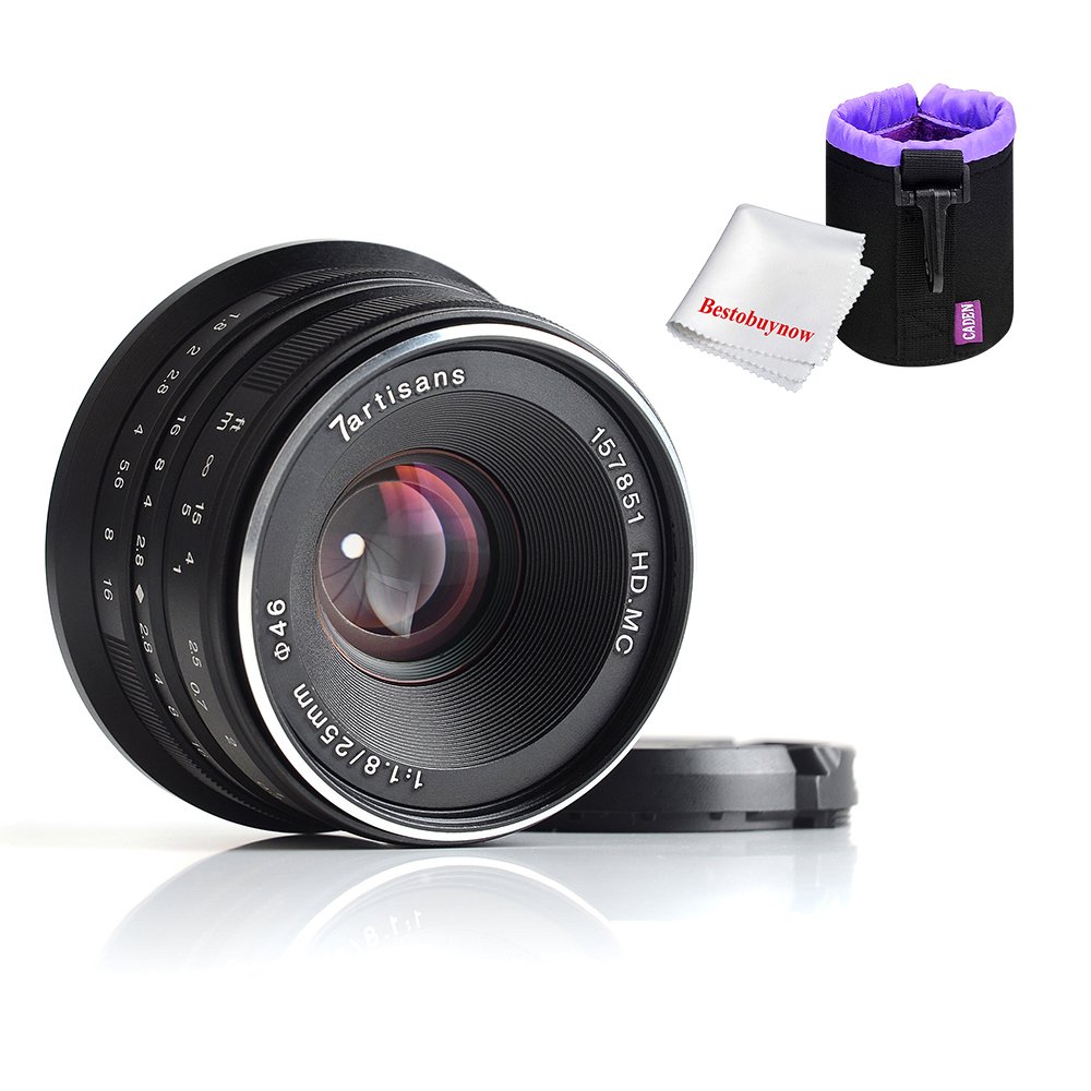 Amazon.com : 7artisans 25mm F1.8 Large Aperture Portrait Manual Focus Lens  for Fuji Cameras，with Caden Lens Pouch Bag, Black : Camera & Photo