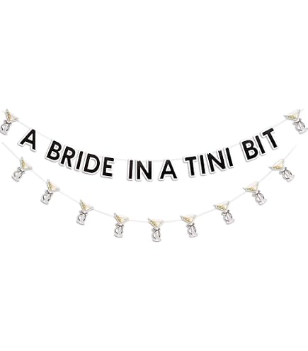 Espresso Martini Bachelorette Party Banner - 'A Bride In A Tini Bit' Black Glitter Garland - View #4