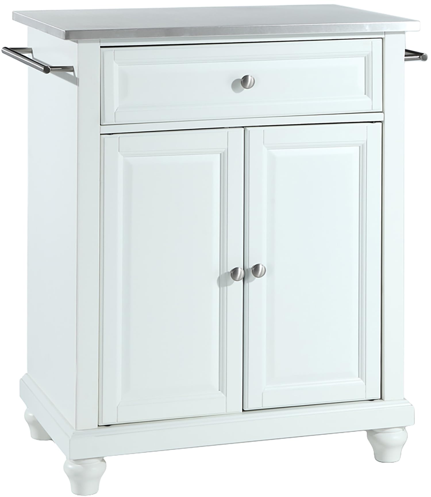 Photo 1 of **JUST THE LEGS** Crosley Furniture Cambridge Stainless Steel Top Small  Kitchen Island Storage Cart, Microwave Stand, White