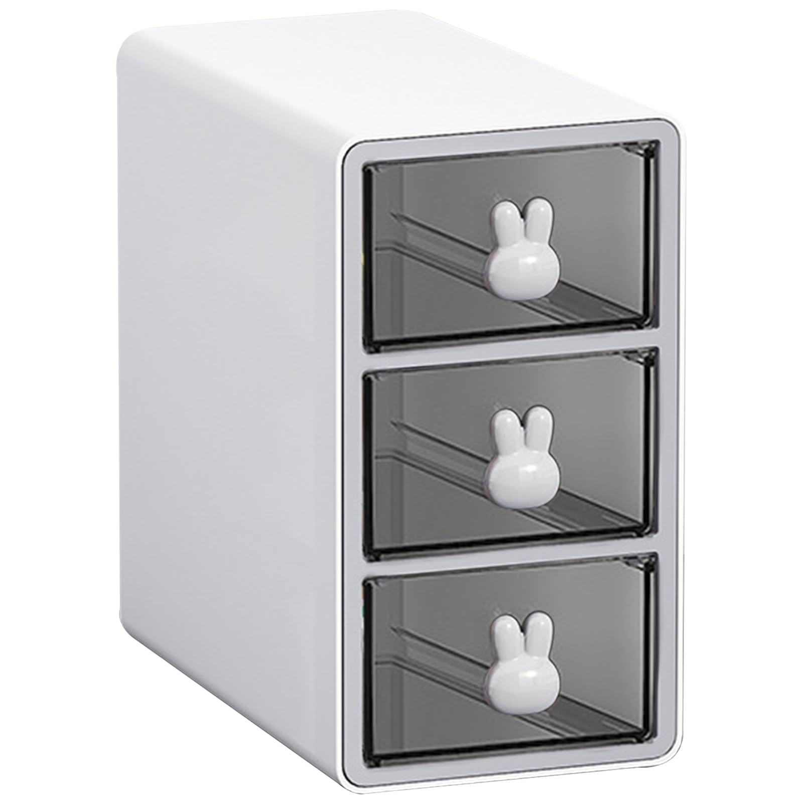 Toguma Stackable Desktop Storage Box with 3 Drawers, Transparent Multilayer Cosmetic Storage Box for Office Desk (White)