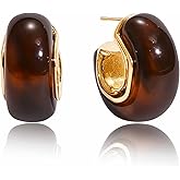 Fullpop Vintage Earrings for Women, Chunky 14K Gold Plated Resin Hoop Earrings Lightweight Hollow Drop Earrings Hypoallergenic Earrings for Women Vintage Anthropologie Jewelry Gifts for Women