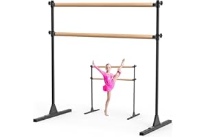 BeneLabel 4FT/5FT/6FT Height Adjustable Freestanding Ballet Barre with Fabric Sleeve Portable Double Ballet Bar 350 lbs Capacity Heavy Duty Dance Barre for Home Workout, Stretch