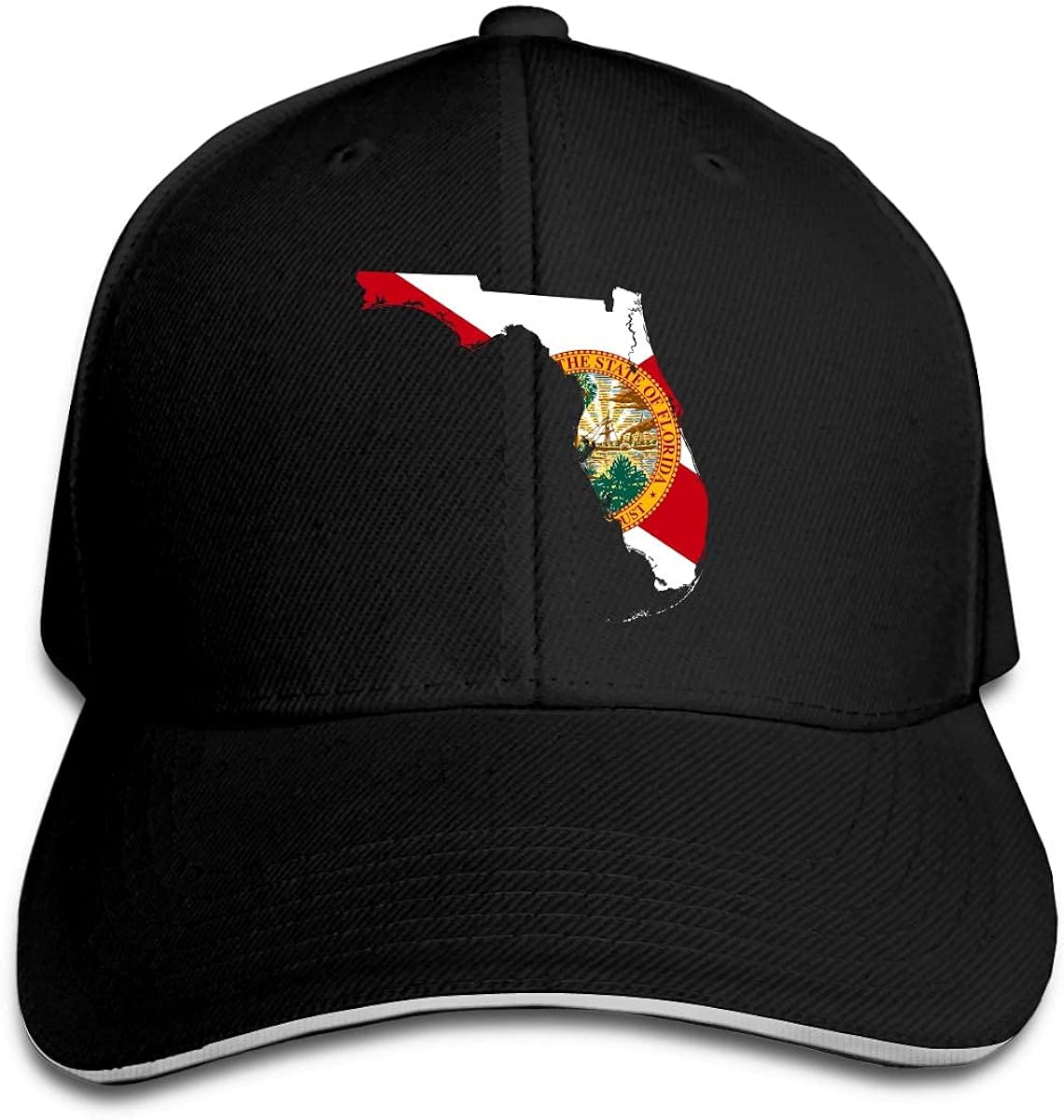 Florida State Map with Flag Baseball Caps Adjustable Sandwich Caps