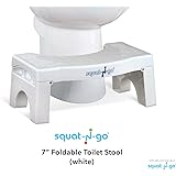 Squat N Go 7" Folding Squatting Stool | The Only Foldable Toilet Stool | Convenient and Compact - Great for Travel | Fits All Toilets, Folds for Easy Storage, Use in Any Bathroom | White Color |