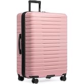 U.S. Traveler Boren Expandable Hardside Rugged Travel Luggage with 8 Spinner Wheels, Rose Pink, Checked-Large 30-Inch