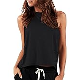 LASLULU Womens Crop Tops Sleeveless Workout Tops Halter Neck Cropped Tank Flowy Athletic Shirts Muscle Tank
