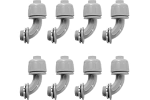 HDHAODA 1/2-Inch Liquid Tight Connector 90-Degree, for PVC Electrical Flexible Conduit Fittings NPT Non-Metallic Connectors, for Home Outdoor Tubes Tools, UL Listed, Grey, 8-Pack