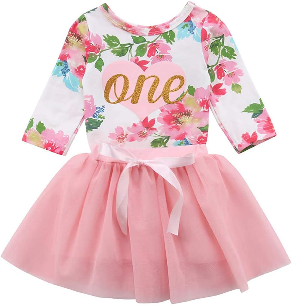 Newborn Infant Baby Girl Birthday Outfits One Romper Bodysuit Tops+Tutu Skirt Dress Clothing Sets