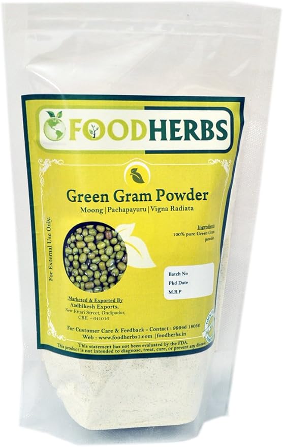 Foodherbs Green Gram Powder (200 gm) for Flawless and Glowing Skin, Hair Care