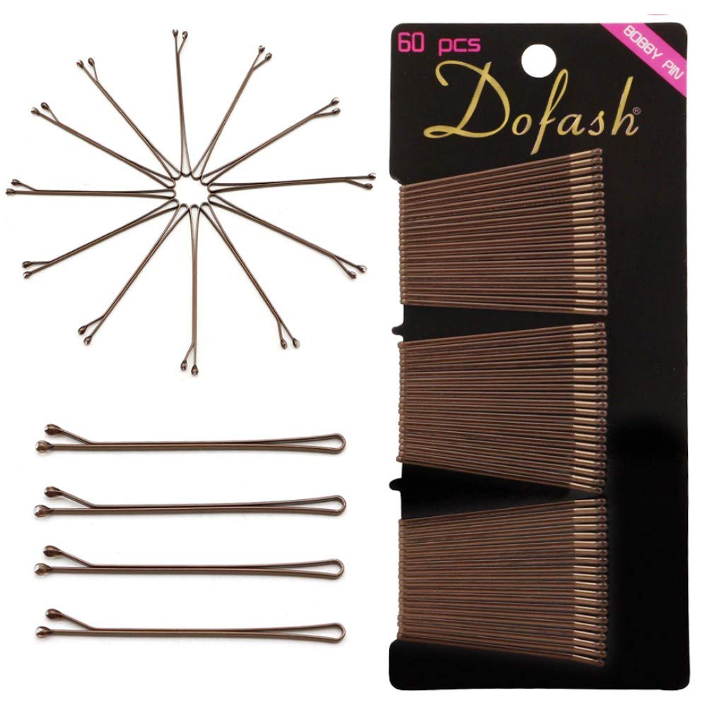 Dofash 60pcs 5CM/2IN Straight Hairpin Brown Bobby Pins Bulk Hair Pins Decorative Hair Accessories for Women 60 Count of 1 pcak（Brown）