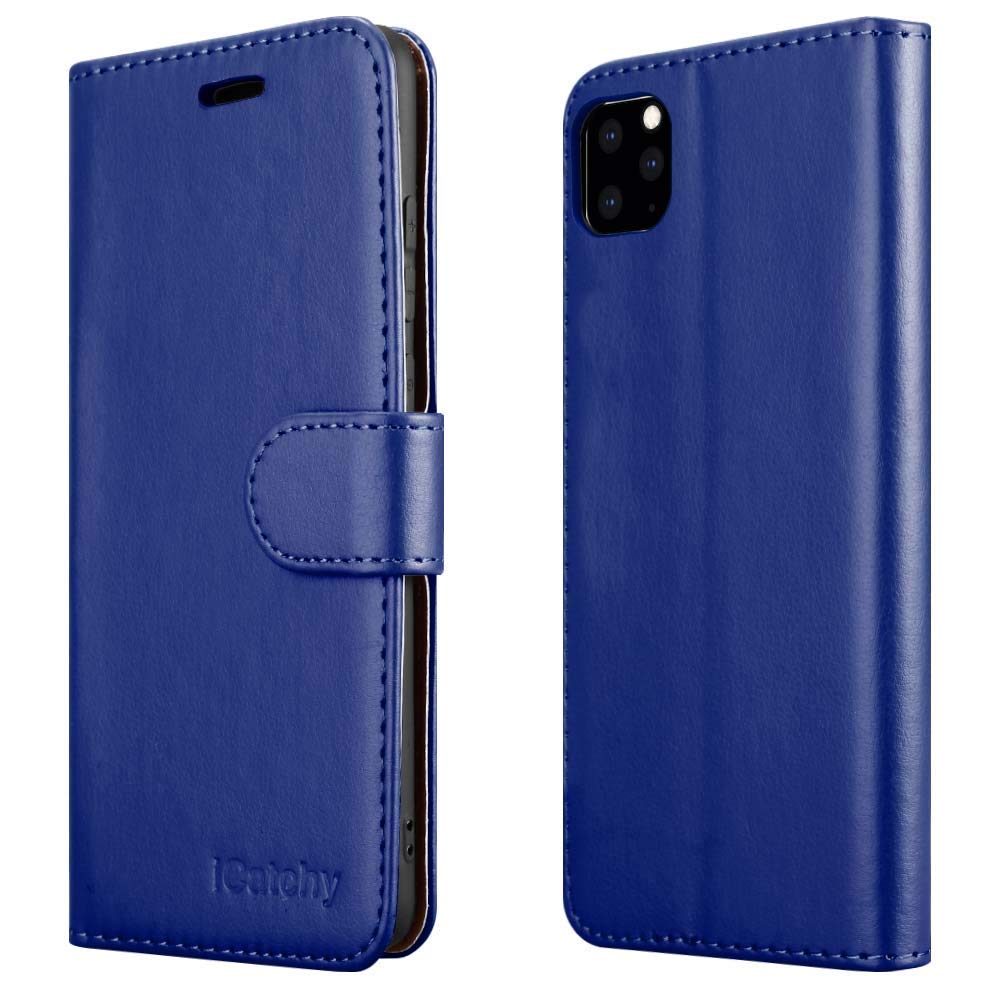 iCatchy For iPhone 11 Case Shockproof Leather Wallet Book Flip with Card Slots Kickstand Magnetic Closure Cover for iPhone 11 (6.1") Phone Case (Blue)