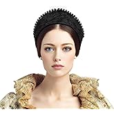 C-ZOFEK Anne Headband Velvet Pearl Tudor French Hood Gothic Renaissance Halloween Hair Accessory