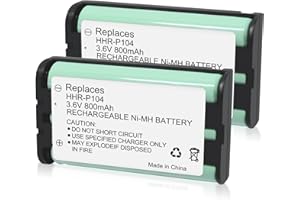 2PACK HHR-P104 3.6V 800mAh NI-MH Rechargeable Battery for Cordless Phone Replacement Batteries for Panasonic