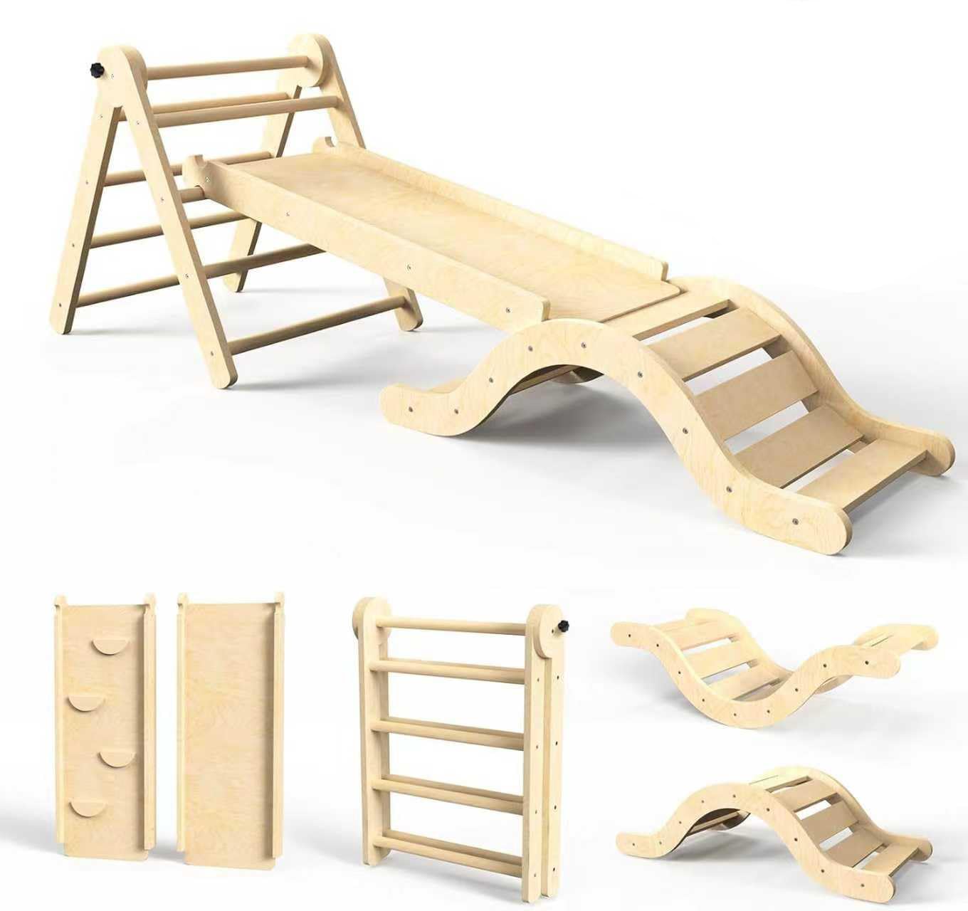 Photo 1 of ****Open to show****

doowroodni Pikler Triangle Set 7in1 Toddler Climbing Toys Indoor Foldable Baby Climbing Toys Wooden Montessori Climbing Set with Arch, Ramp, Ladder for 1-3 Years, Jungle Gym for Kids (Natural)