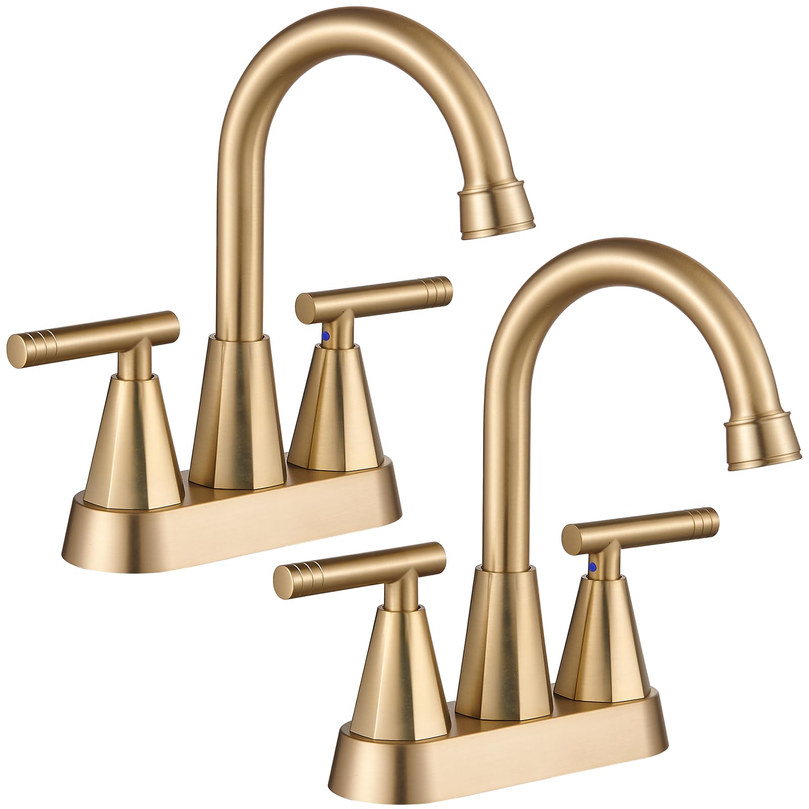 Cobbe Bathroom Faucets for Sink 3 Hole, 4 Inch with Pop Up Drain and 2 Supply Hoses, 2 Handle Centerset Bathroom Faucet for Sink Vanity, Brushed Gold, 2 Pack Image