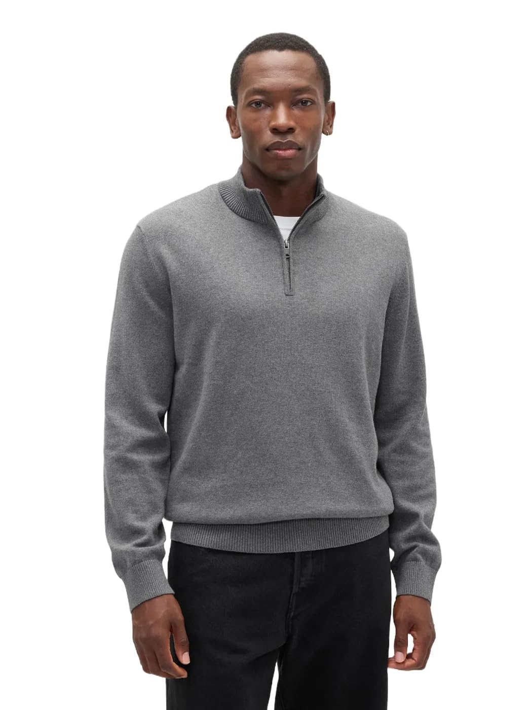 GAP Mens Half Zip Mockneck Sweater B50 Charcoal Heather Small