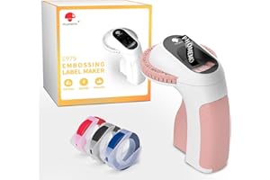 MEMOQUEEN Embossing Label Maker - Vintage Manual Label Maker with 3 Tape, Portable Embossed Label Maker with 3D Effect, Punch Old Fashioned Label Maker Widely for Office Home Organization and DIY Crafting Pink