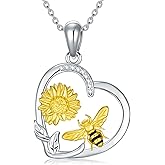 SELKAT Bee/Butterfly/Frog/Ladybug Pendant Necklace S925 Sterling Silver Cute Animal Jewelry Gift for Women Girls